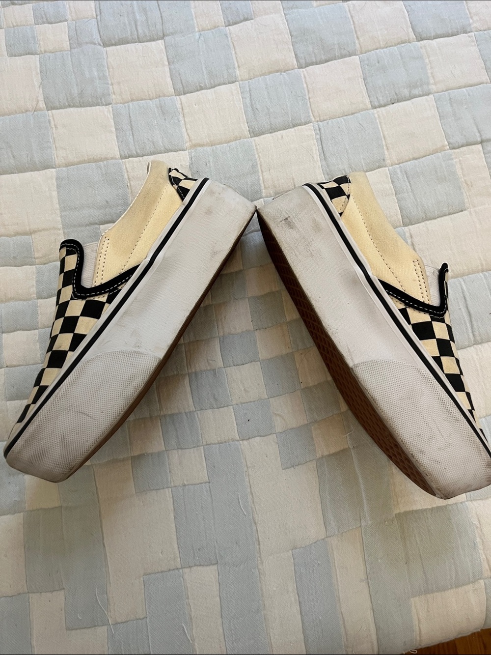 Vans Platform Checkerboard Slip-On Sneakers in Black & Cream - Picture 4 of 7